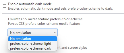 Emulate CSS media feature prefers-color-scheme in Chrome DevTools